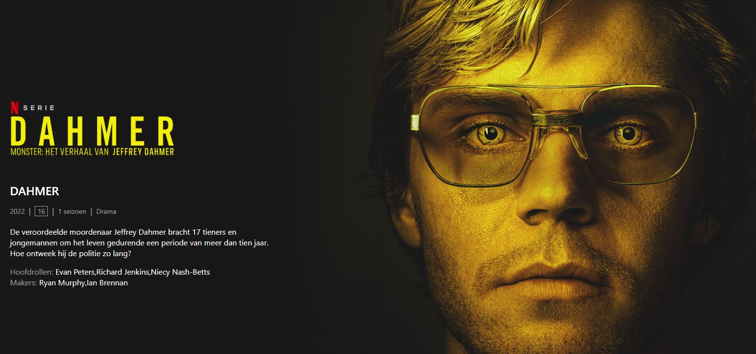 Portret van man uit dramaserie over Jeffrey Dahmer.