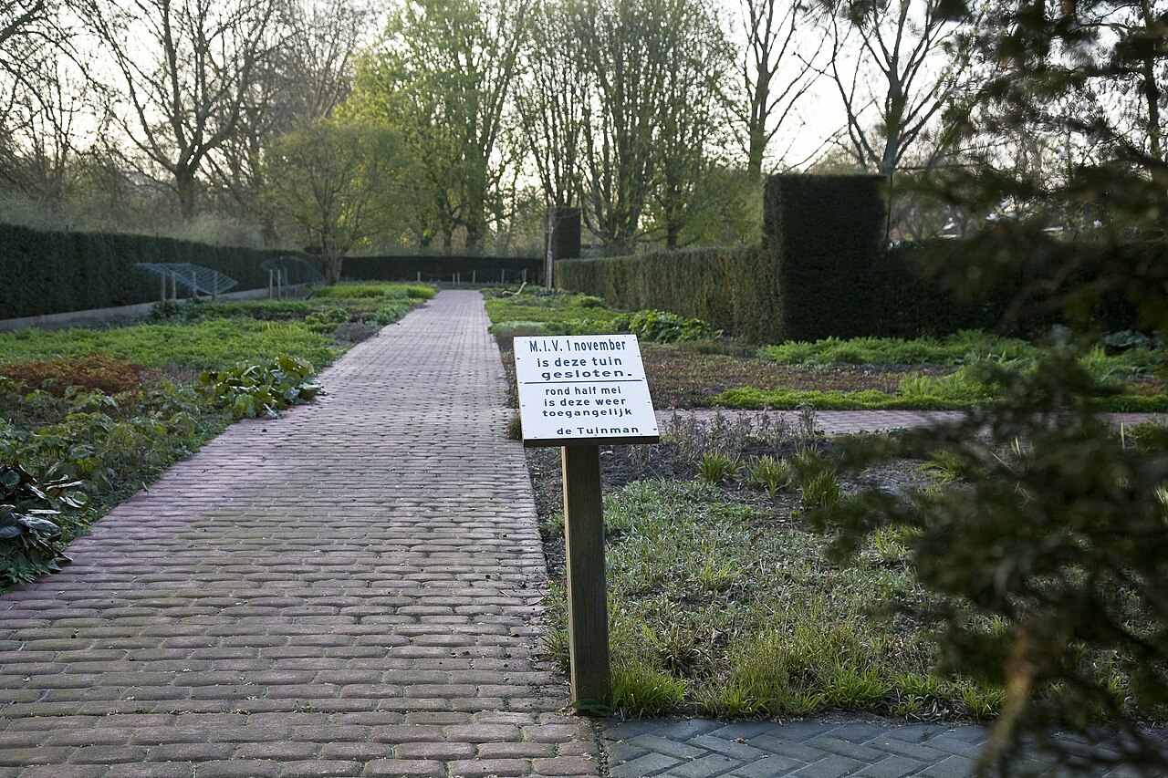 Wandelpad door de vaste plantentuin in het Darwinplantsoen, Amsterdam