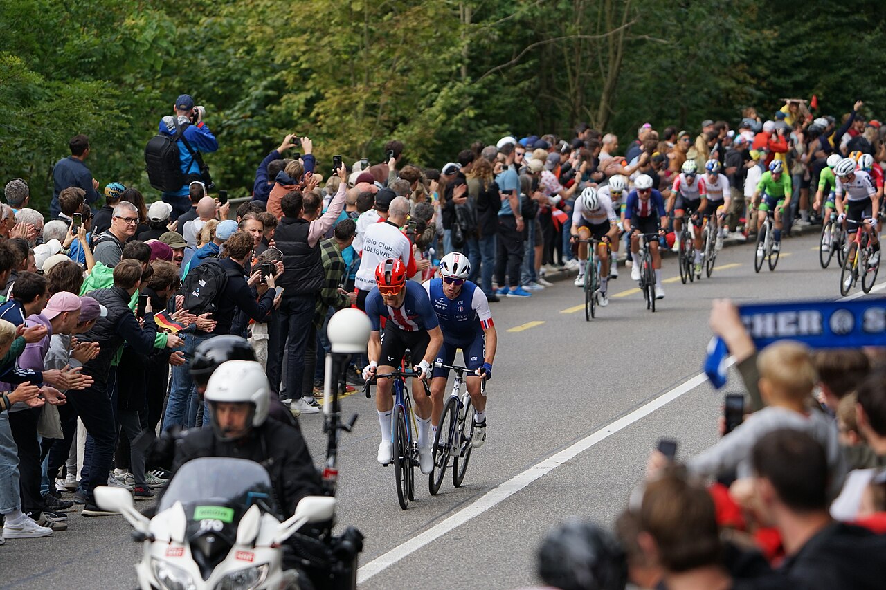 Quinn Simmons in actie tijdens de wegwedstrijd op het WK wielrennen